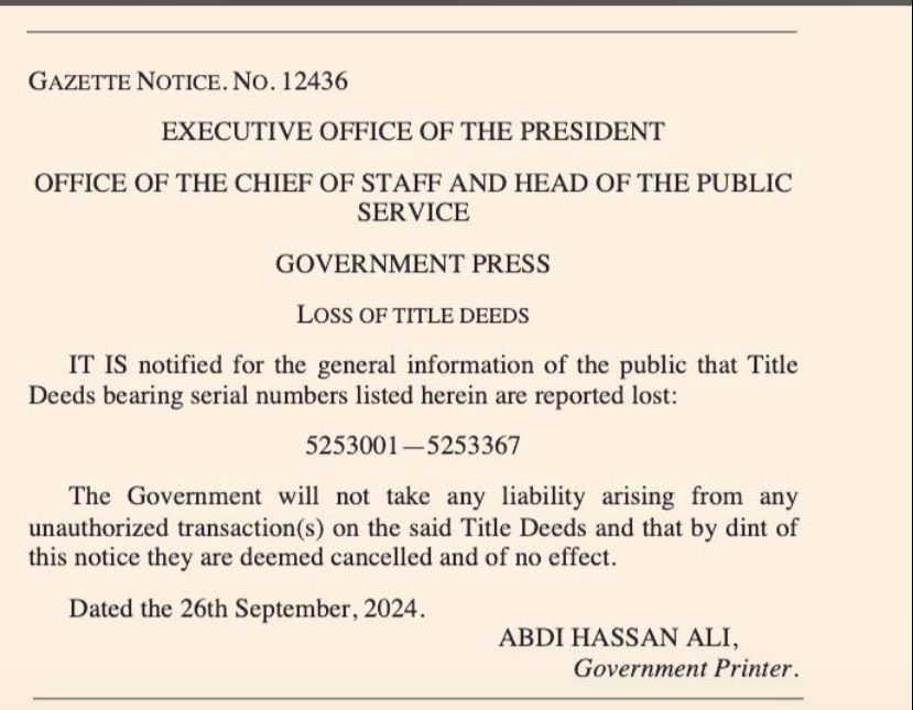 Kenya gazette Notice 