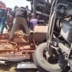 Truck Overturns Onto Car Along Mombasa-Nairobi Highway at Kiboko